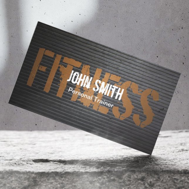 Fitness Beruflich Grunge Metal Personal Trainer Visitenkarte (Von Creator hochgeladen)