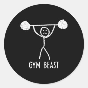Fitness-Biest Lustige Bodybuilding-Übung Fitness A Runder Aufkleber
