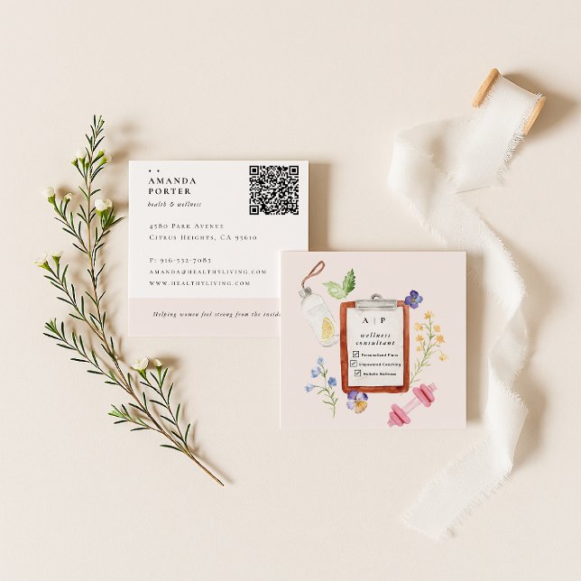 Fitness Branding | QR-Code für Wellness-Coach Quadratische Visitenkarte (Von Creator hochgeladen)