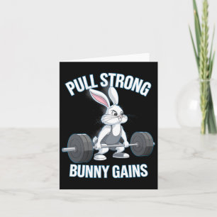 Fitness Bunny Bodybuilder Pull Strong Bunny Gains Karte