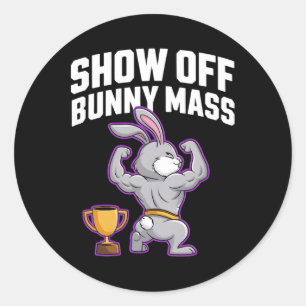 Fitness Bunny Bodybuilder Vom Sonnenblumen lassen Runder Aufkleber