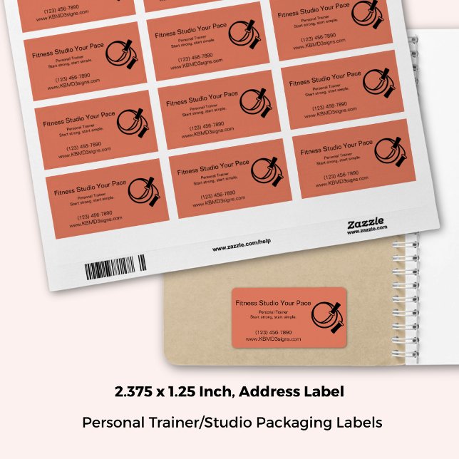 Fitness Business Skipping Rope Orange Address Adressaufkleber (2.375x1.25 Inch, Fitness Business Skipping Rope Orange Address Label)