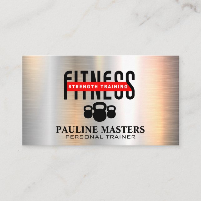 Fitness | Carte de rendez-vous brossé métallique (Devant)