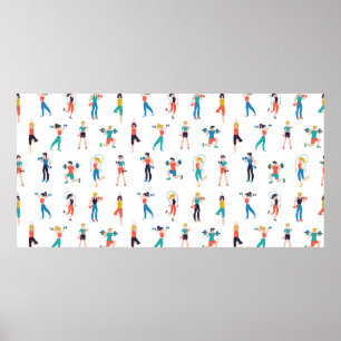Fitness Center nahtlose Muster Vintag Illustration Poster