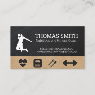 Fitness Coach Health Logo Leder Visitenkarte