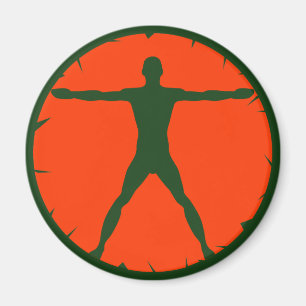 Fitness des Körpers Grünes Orangefarbenes Rundmaga Magnet