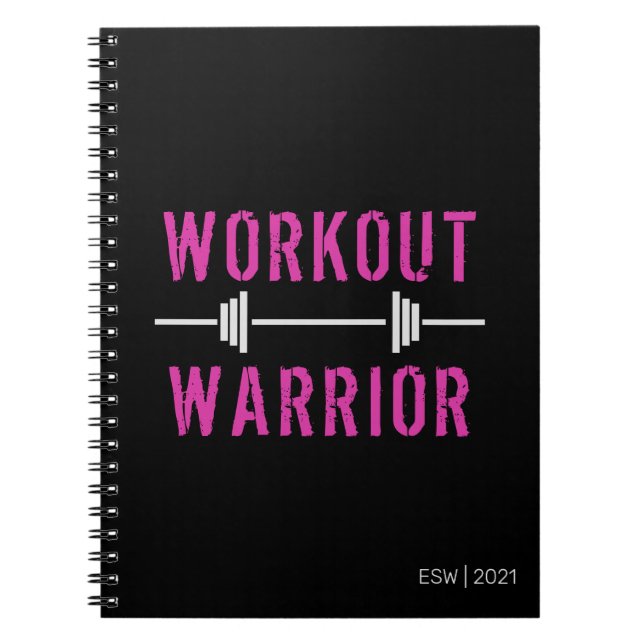 Fitness des Kriegers für das Schwarz-Rosa-Workout Notizblock (Vorderseite)