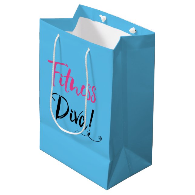 ‚FITNESS DIVA‘ MITTLERE GESCHENKTÜTE (Vorderseite Schrägansicht)