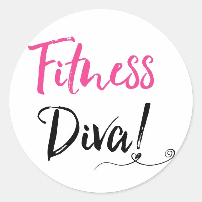 ‚FITNESS DIVA‘ RUNDER AUFKLEBER (Vorderseite)