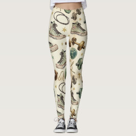 Fitness Dumbells Jump Ropes Patterns Leggings
