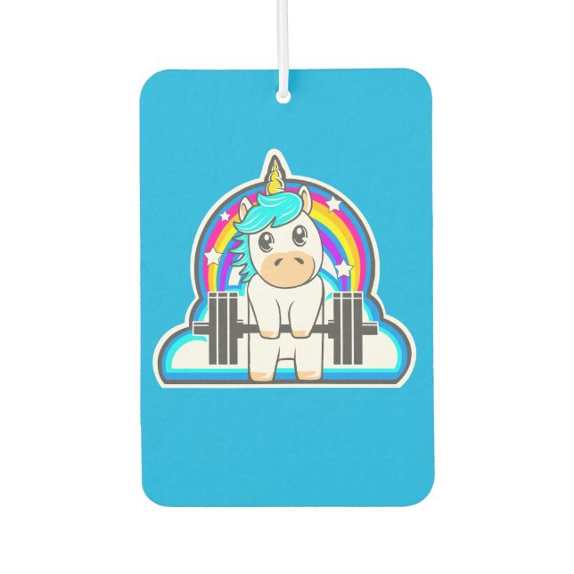 Fitness Einhorn Autolufterfrischer (Vorderseite)