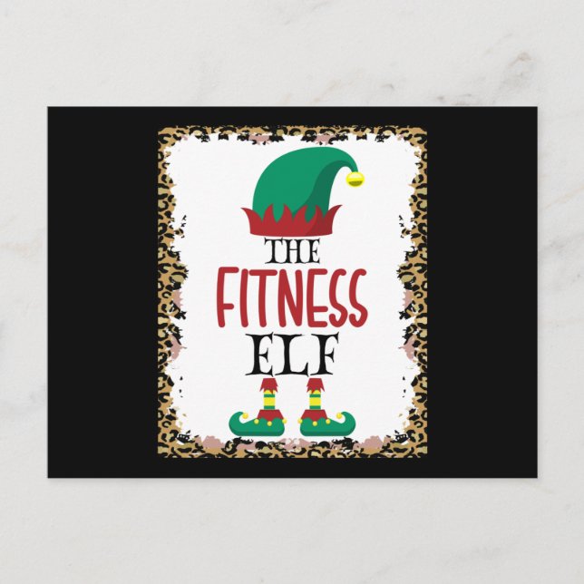 Fitness Elf Leopard Elf Weihnachtsgeschenk Postkarte (Vorderseite)