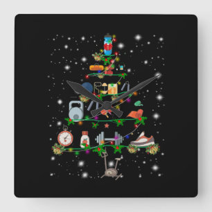 Fitness-Enthusiast  Turninstrument Weihnachtsbaum Quadratische Wanduhr