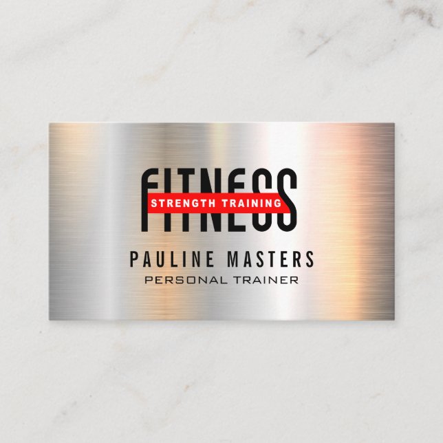 Fitness Ernährung | Personal Trainer | Metallisch Terminkarte (Vorderseite)