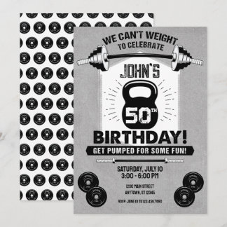 Fitness für die Gewichtszunahme 50. Geburtstag Einladung