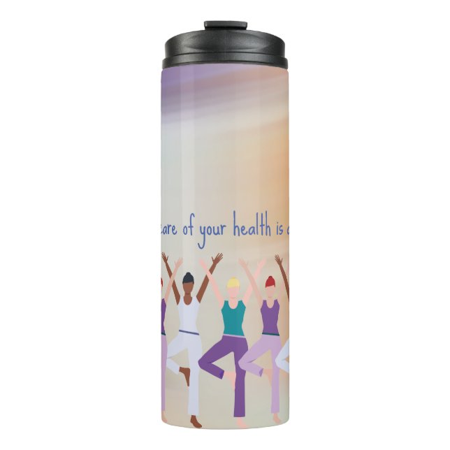 Fitness für Frauen-Yoga-Posen Anführungszeichen fü Thermosbecher (Vorderseite)