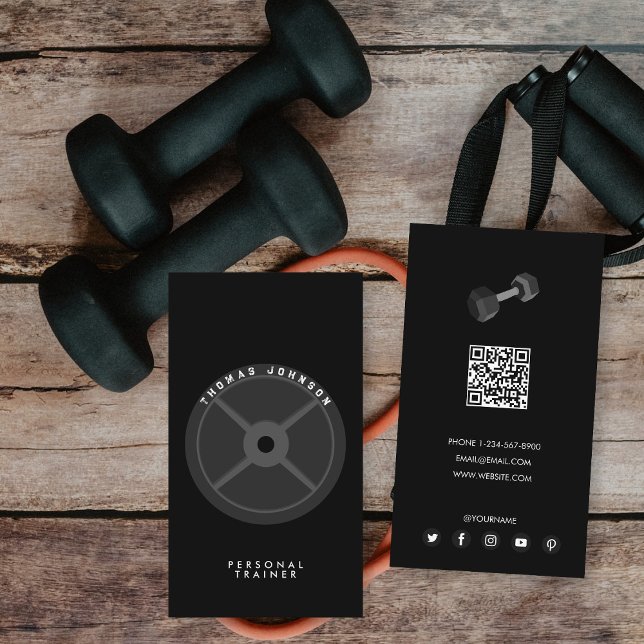 Fitness für Personal Trainer Visitenkarte (Personal Trainer Fitness Weight Plate Dumbbell Business Card)