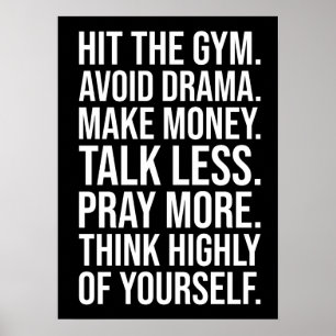 Fitness, Geld, Beten - Erfolgsmotivation Poster
