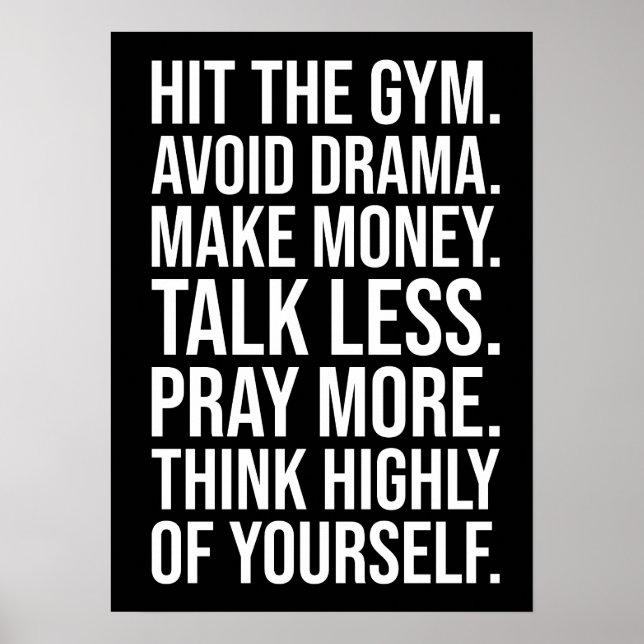 Fitness, Geld, Beten - Erfolgsmotivation Poster (Vorne)