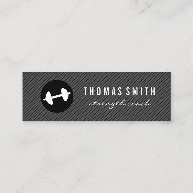 Fitness Gewicht Dunkelgrau Button Streifen Muster Mini Visitenkarte (Vorderseite)