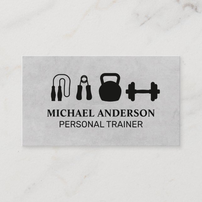 Fitness | Gewichte und Boxhandschuhe Visitenkarte (Vorderseite)