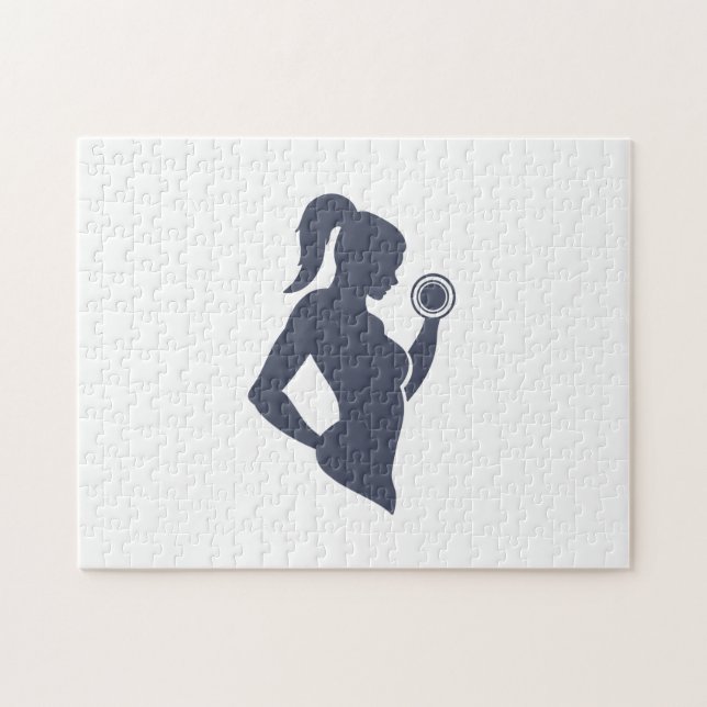 Fitness girl lifting dumbbell (Horizontal)
