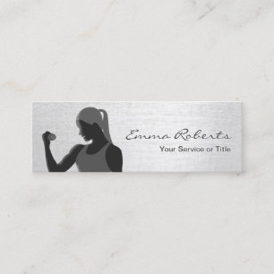Fitness Girl Trainer Stilvoll Silver Mini Mini Visitenkarte