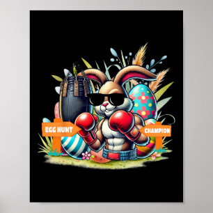 Fitness Gym Workout Egg Jagd Boxing Ostern Bunny Poster