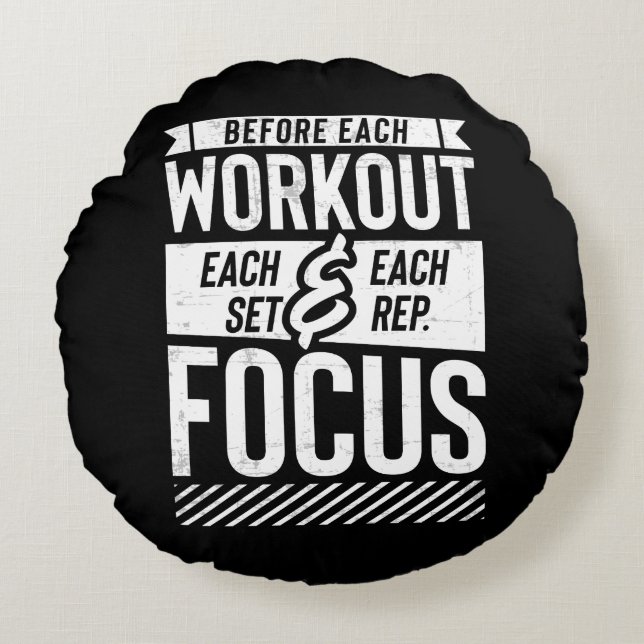 Fitness Gym Workout Motivierend Sprichwort Rundes Kissen (Vorderseite)