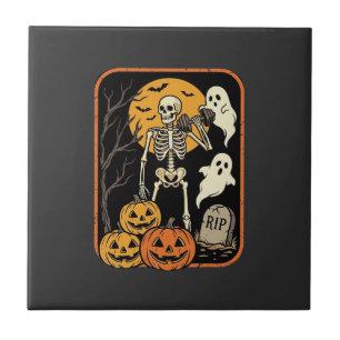 Fitness Halloween Skelett Geist Kürbis Workout D Fliese