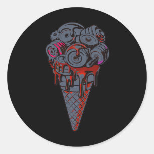 Fitness Ice Creme Cone Dumbell Spaß Runder Aufkleber