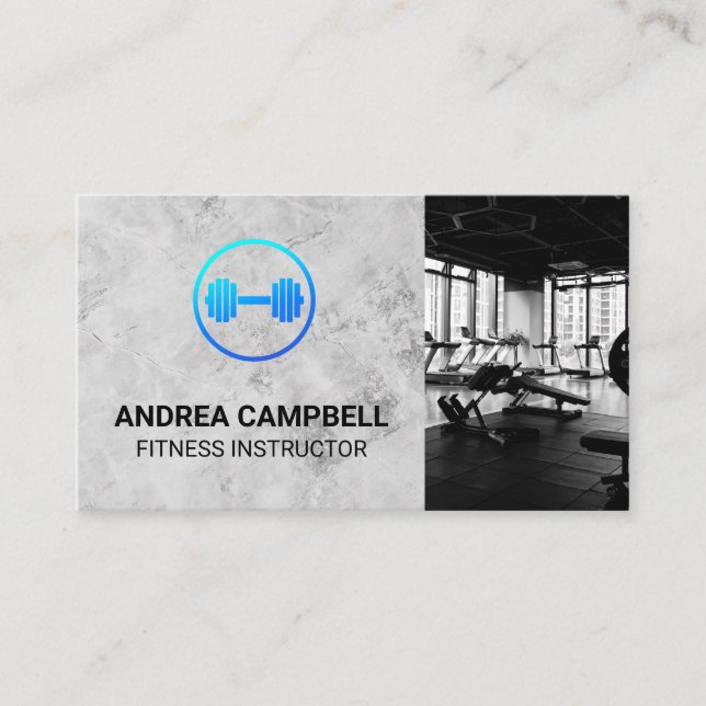 Fitness Instructor | Gewichte | Gym | Dumbell-Logo Visitenkarte (Vorderseite)