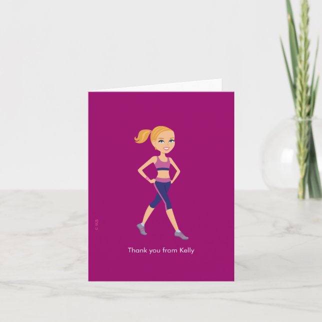 Fitness Instructor Girl Danke, Card Dankeskarte (Vorderseite)