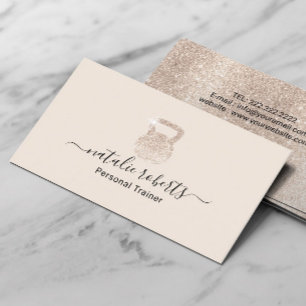 Fitness Ivory Kettlebell Logo Personal Trainer Visitenkarte