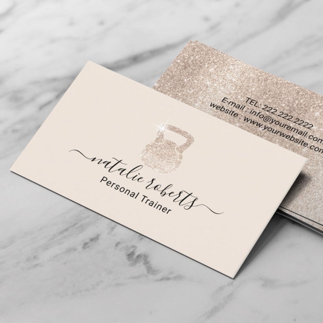 Fitness Ivory Kettlebell Logo Personal Trainer Visitenkarte (Von Creator hochgeladen)