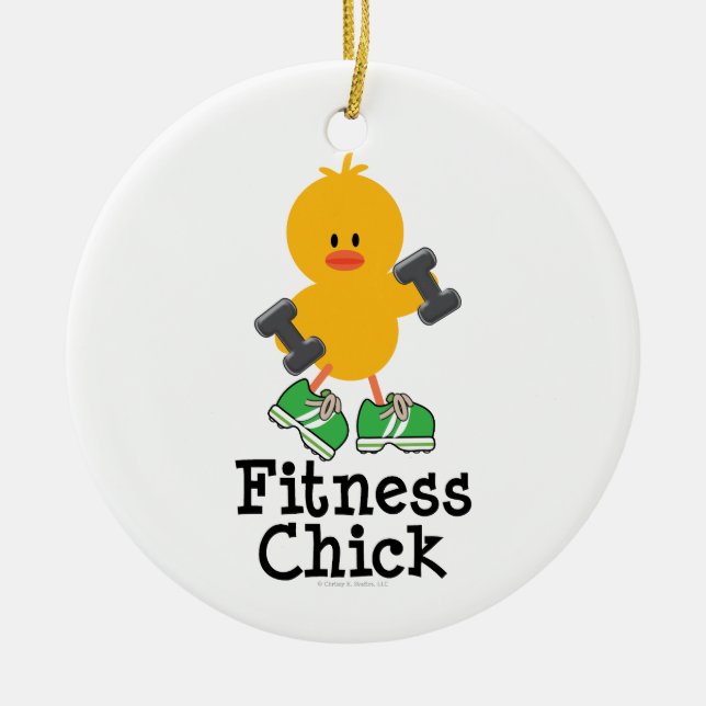 Fitness-Küken-Verzierung Keramikornament (Vorne)
