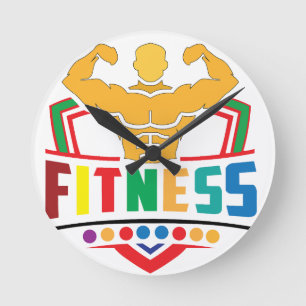 Fitness-Lebensstil – Hart trainieren, stark bleibe Runde Wanduhr