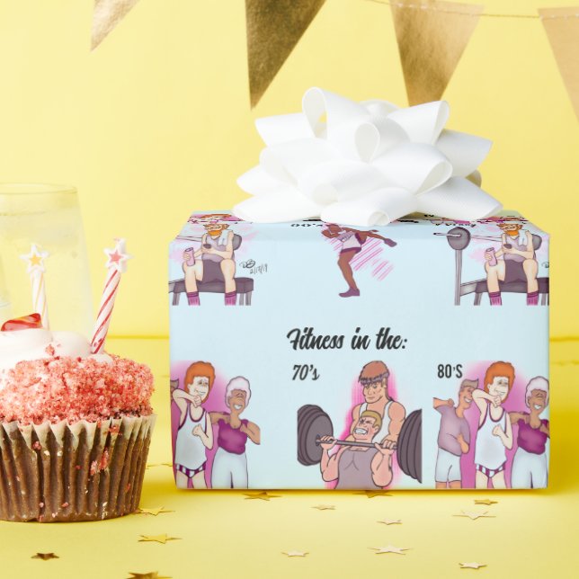 Fitness Light Blue Geschenkpapier (Geburtstagsparty)
