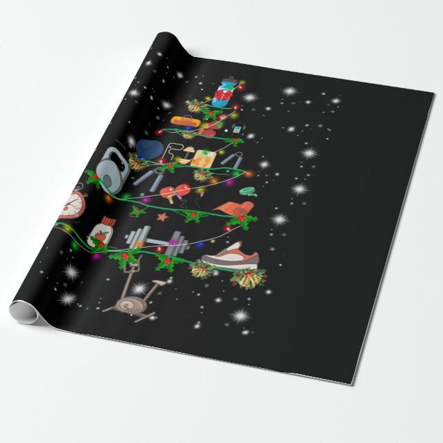Fitness Lover | Gymnastikinstrument Weihnachtsbaum Geschenkpapier (Ungerollt)