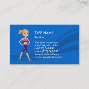 Fitness-Mädchen-Cartoon Visitenkarte