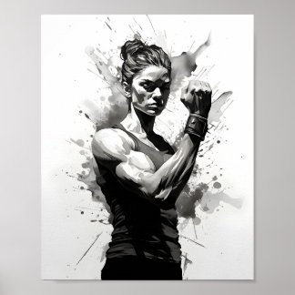 Fitness-Mädchen-Fledermaus Poster