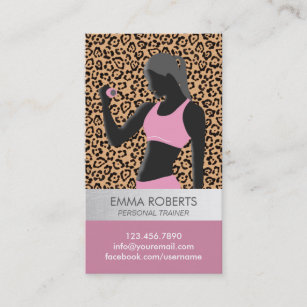 Fitness-Mädchen-persönlicher Trainer-Leopard-Druck Visitenkarte