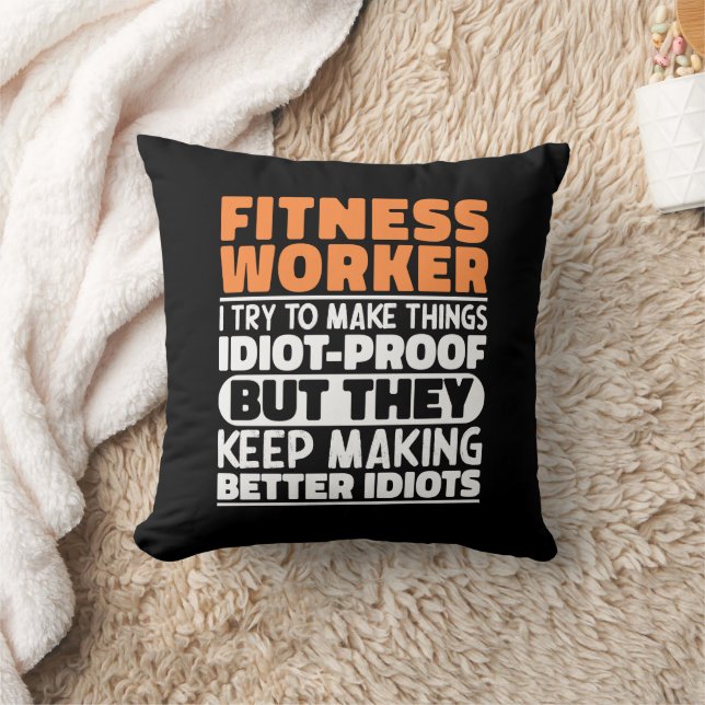 Fitness-Mitarbeiter Ich versuche, Dinge Lustige Sp Kissen (Decke)