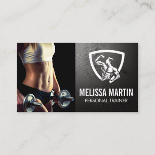 Fitness Modell Holding Dumbells   Fitness Visitenkarte