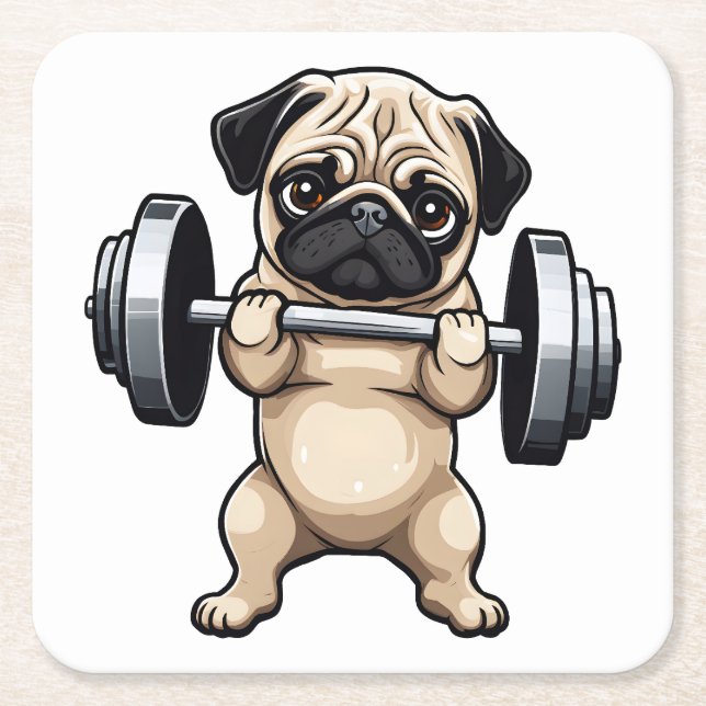 Fitness Mops Rechteckiger Pappuntersetzer (Vorderseite)