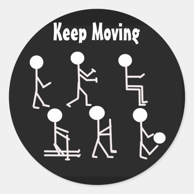 Fitness Motivation - Behaltend Bewegung Runder Aufkleber (Vorderseite)