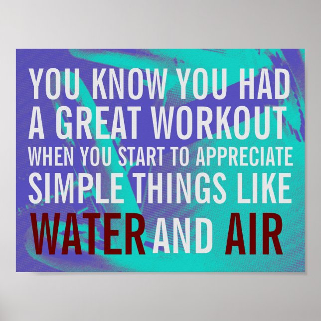 Fitness Motivation Text blau Hintergrund Poster (Vorne)