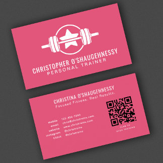 Fitness Personal Trainer Elegant Pink QR-Code Visitenkarte