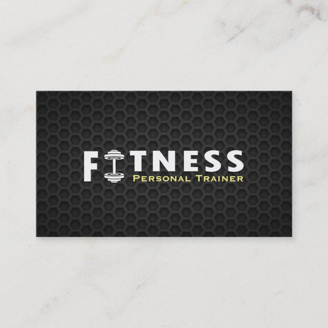 Fitness Personal Trainer Fett Text Dumbell Logo Visitenkarte (Vorderseite)