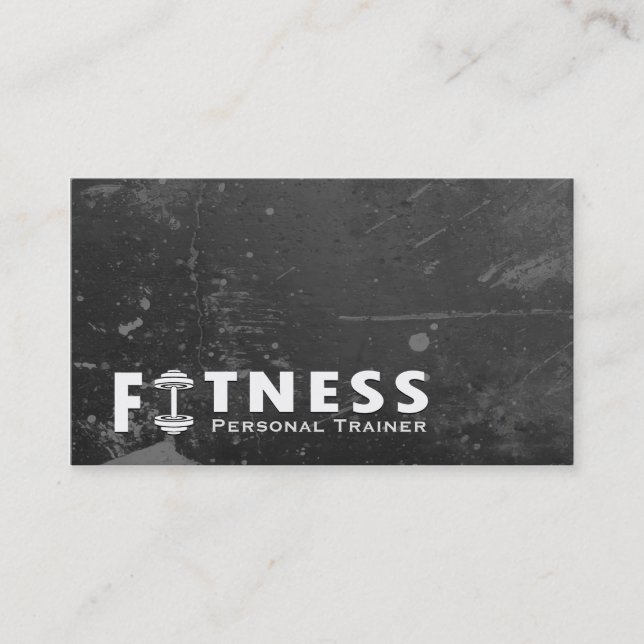 Fitness Personal Trainer Fett Text Dumbell Logo Visitenkarte (Vorderseite)